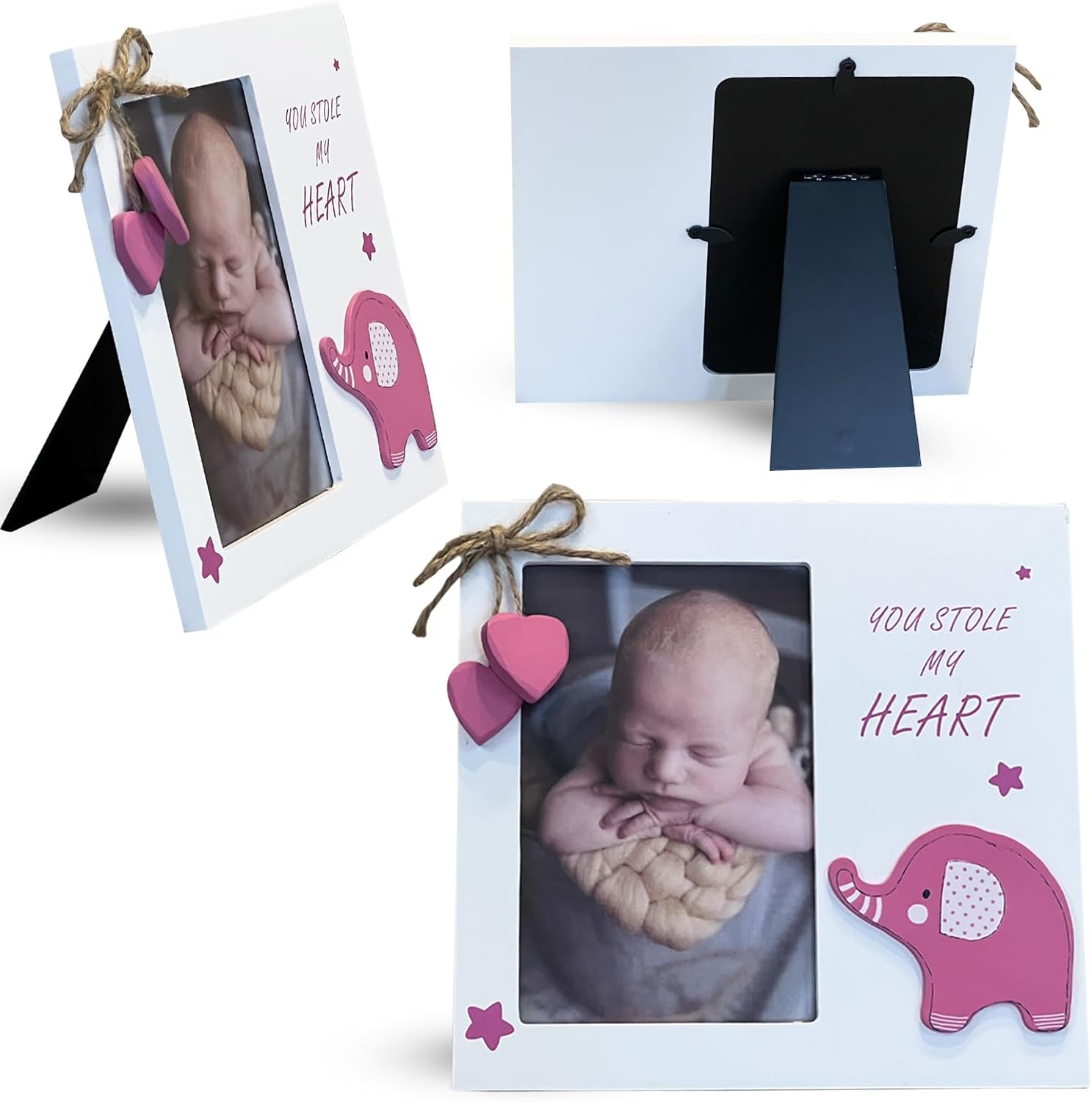 Baby Girl You Stole My Heart Wooden Newborn Picture Frame Pink