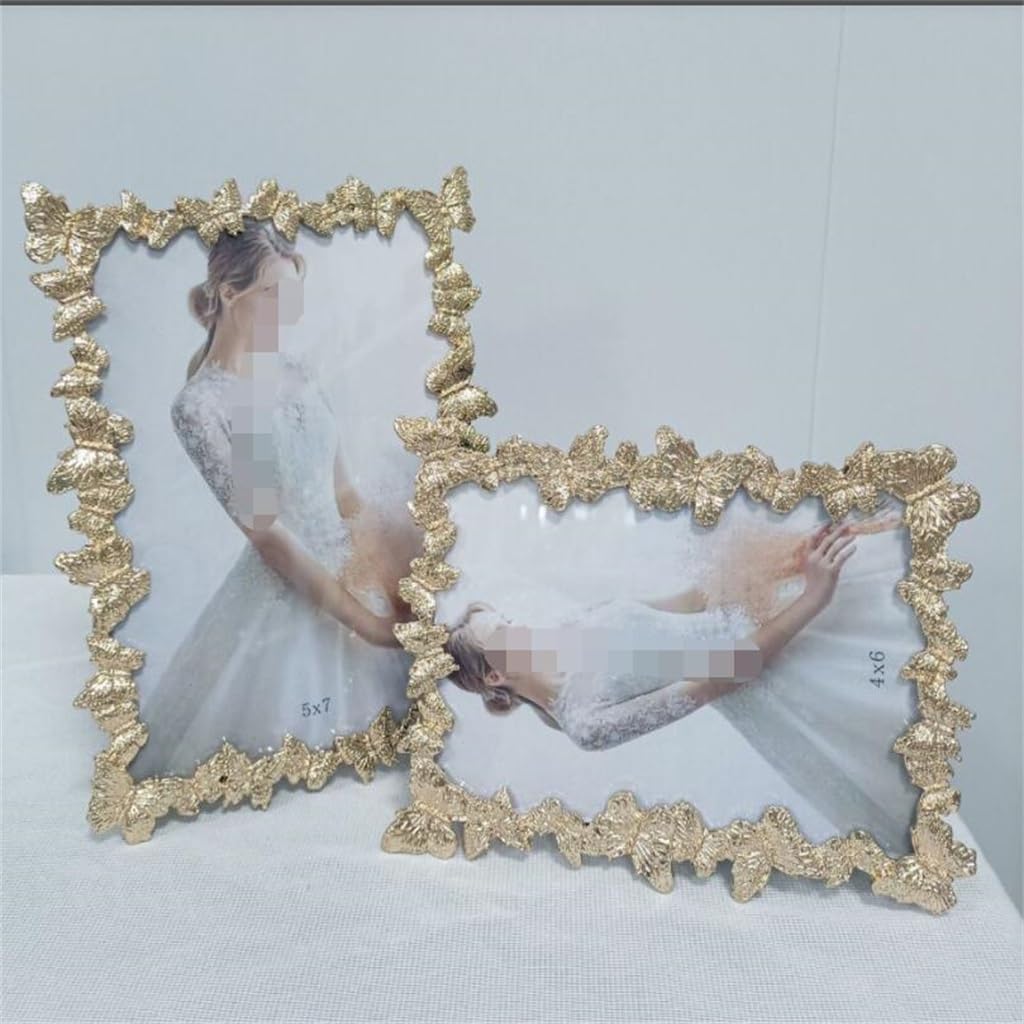 Light Gold Metal Photo Frame With Table 6 Inches