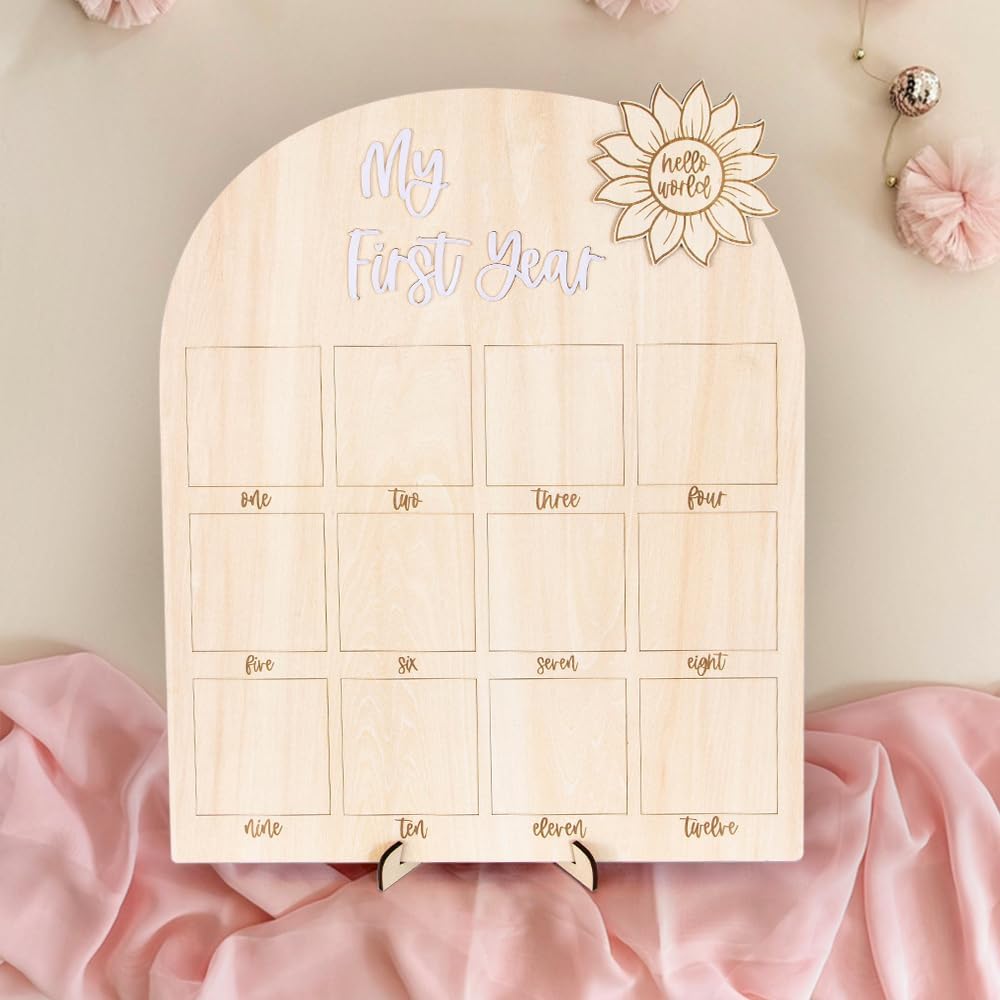 First Year Milestone Photo Board for Baby Keepsakes