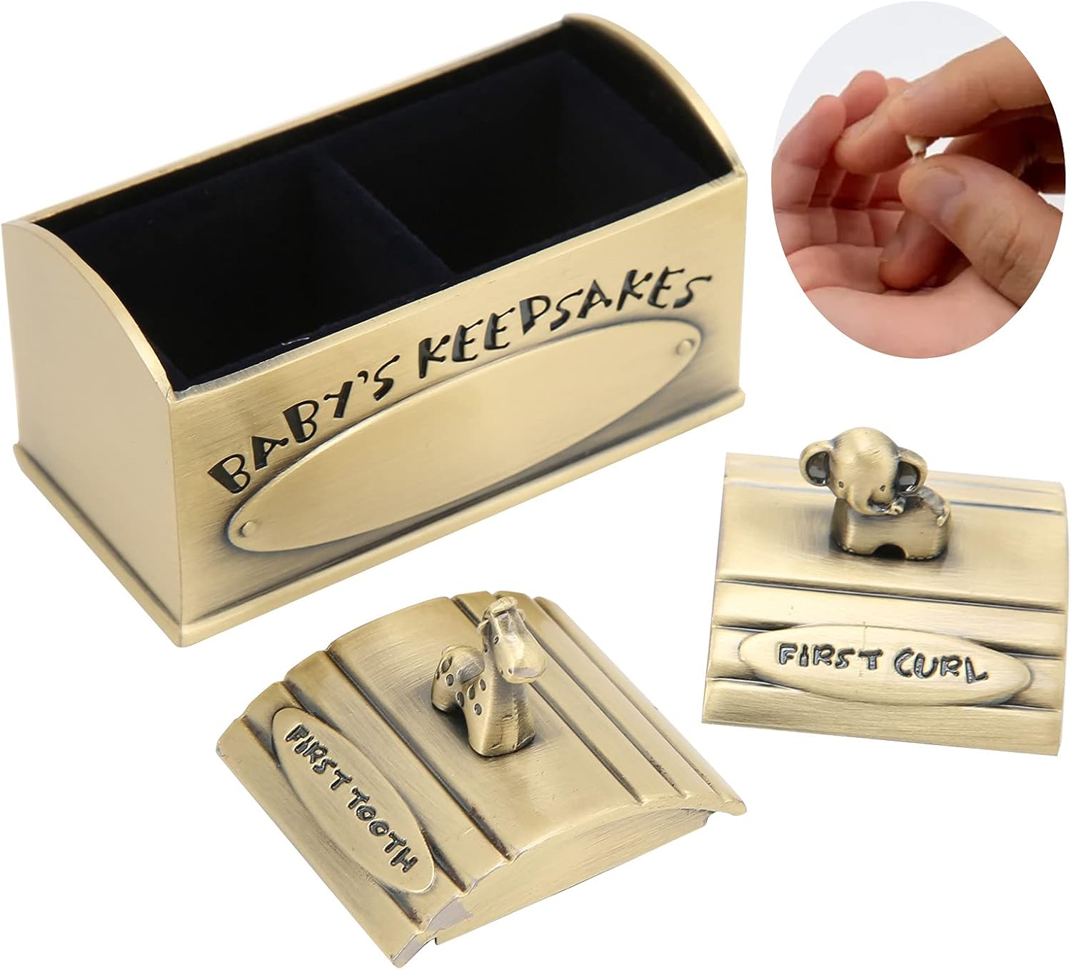Pssopp Fetal Hair Box - Green Patina Keepsake