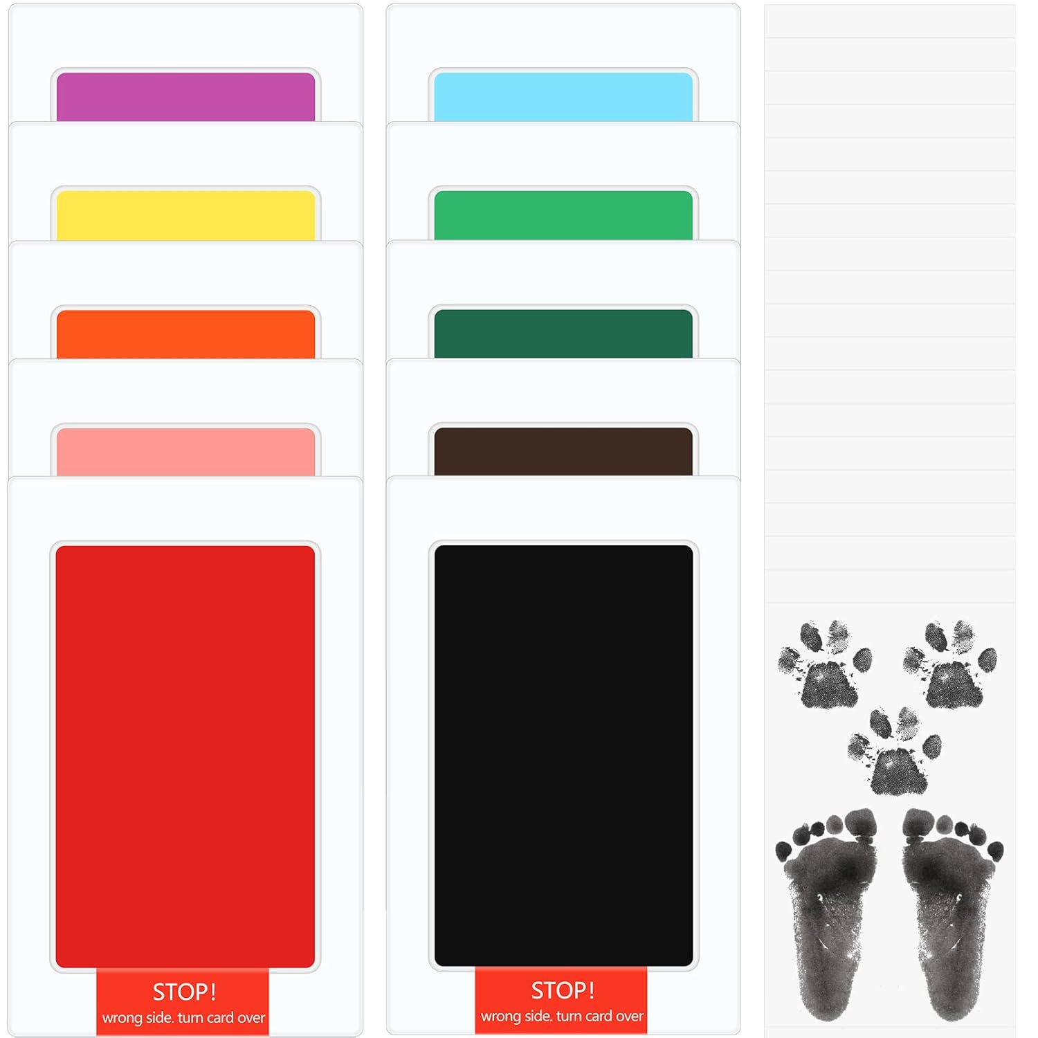 Jexine 30 Pcs Baby Inkless Handprint Footprint Kit with 10 Colors and 20 Cards 1