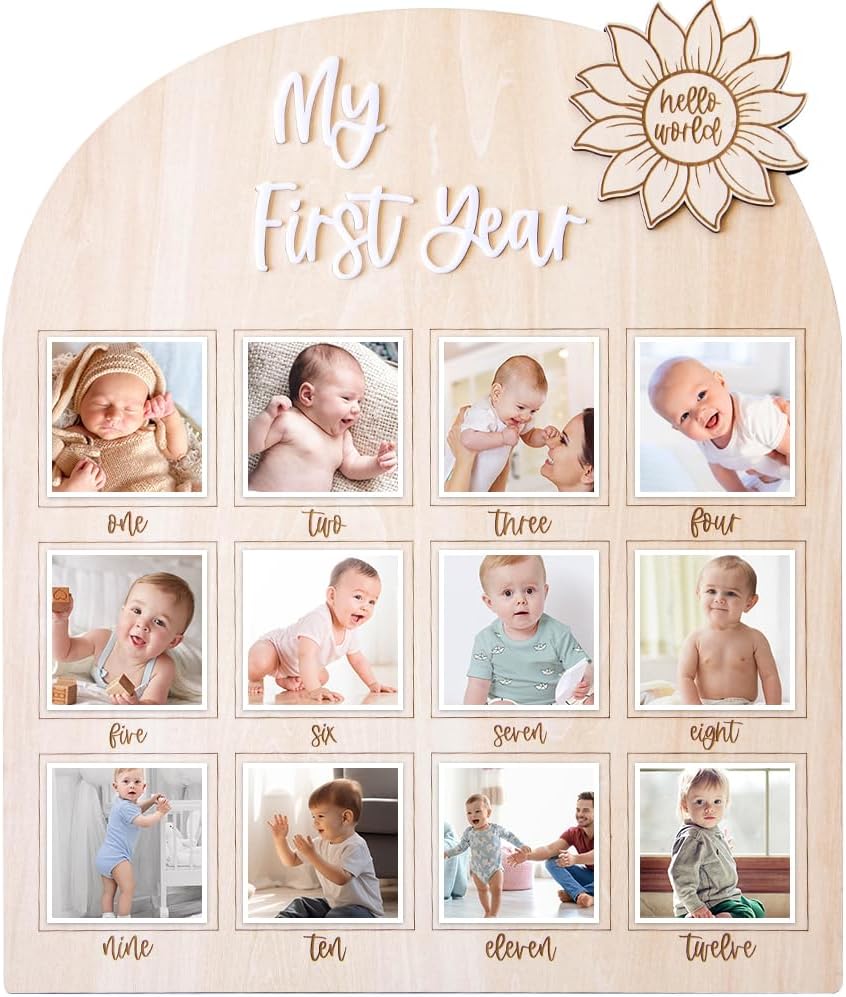 First Year Milestone Photo Board for Baby Keepsakes