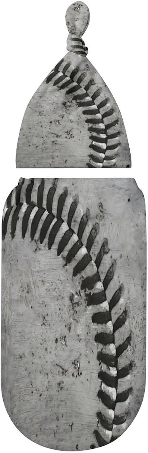 Qiohoey Vintage Baseball Baby Swaddle Blanket with Beanie Hat