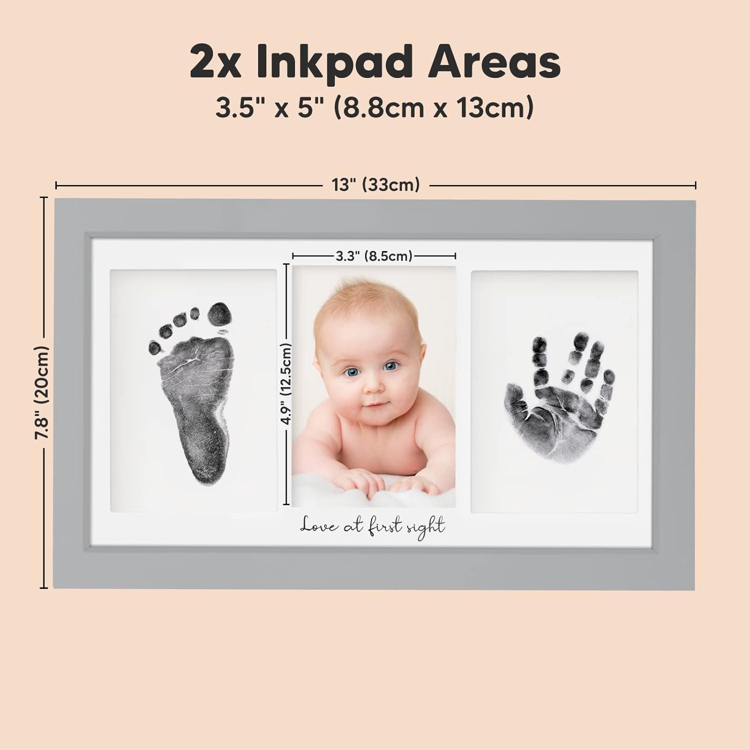 KeaBabies 4-Pack Inkless Hand and Footprint Kit with Frame