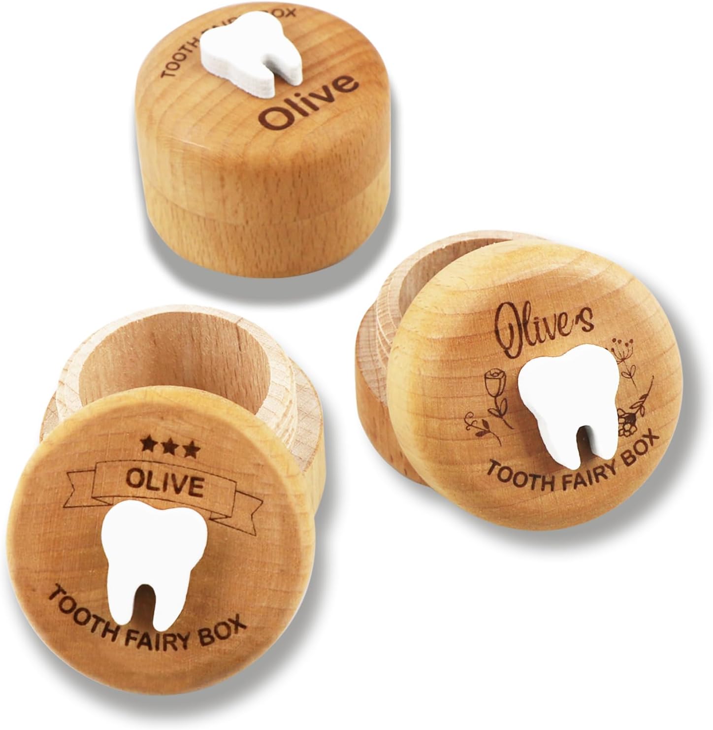 Thootyriaf Wooden Tooth Fairy Box with Engraved Name 1