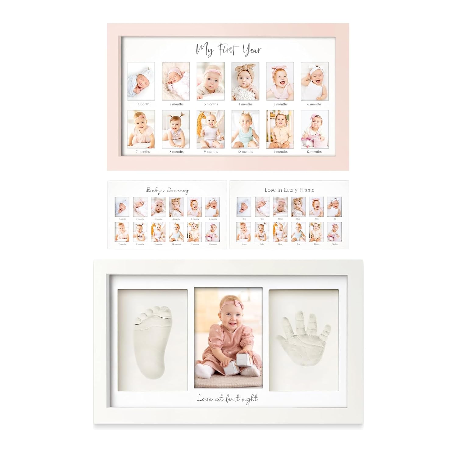 KeaBabies 12-Month Photo Frame with Handprint Footprint Kit