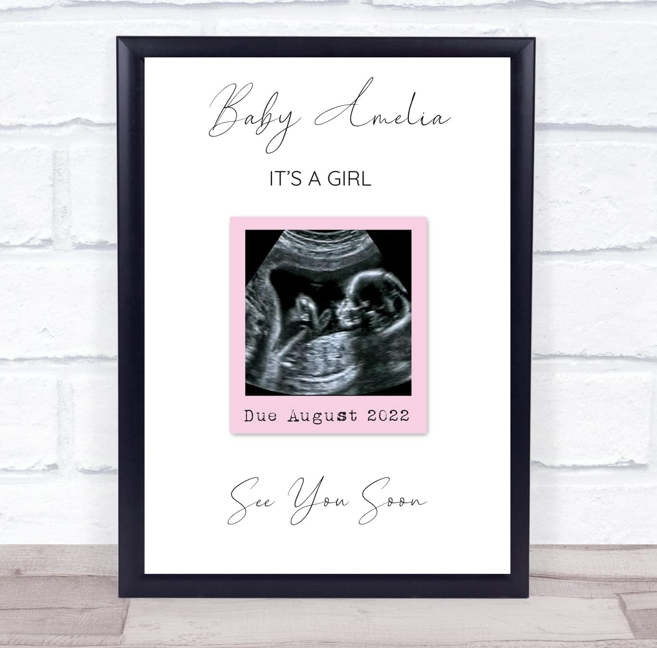 Baby Scan Picture Photo Pregnancy Gender Reveal Girl Keepsake Frame