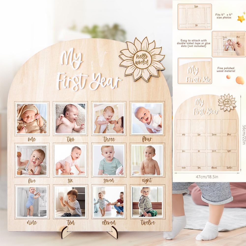 First Year Milestone Photo Board for Baby Keepsakes