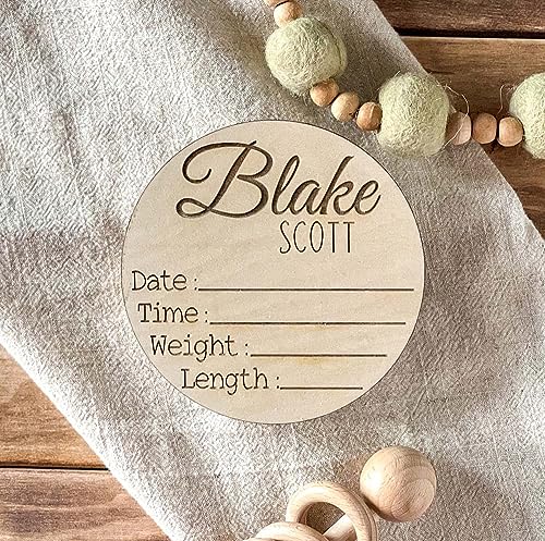 Personalized Newborn Announcement Sign - Wooden Gender Neutral 1