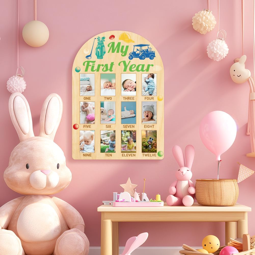 ORIGACH Baby Growth Photo Display Wooden Board 12 Months