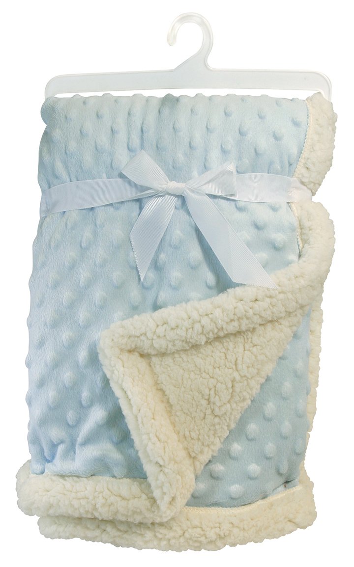 Stephan Baby Snuggle Fleece Crib Blanket - Reversible Blue