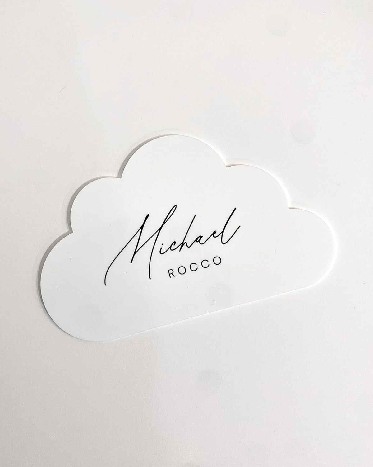 Custom Pink Baby Name Sign with Cloud Design