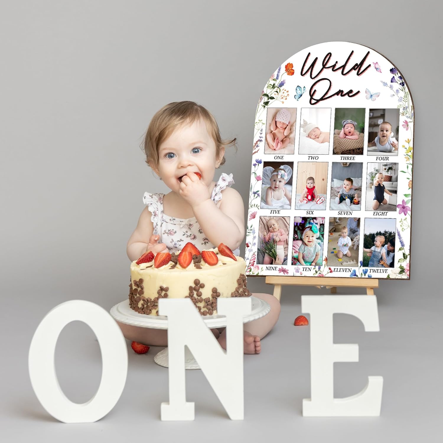 My First Year Photo Board 12 Months Wooden Frame