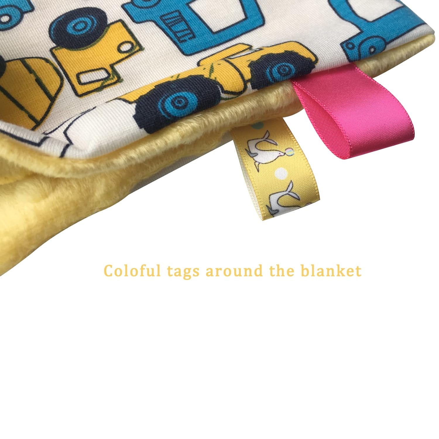 Upalupa Baby Security Blanket Yellow Car 21x18 Inch