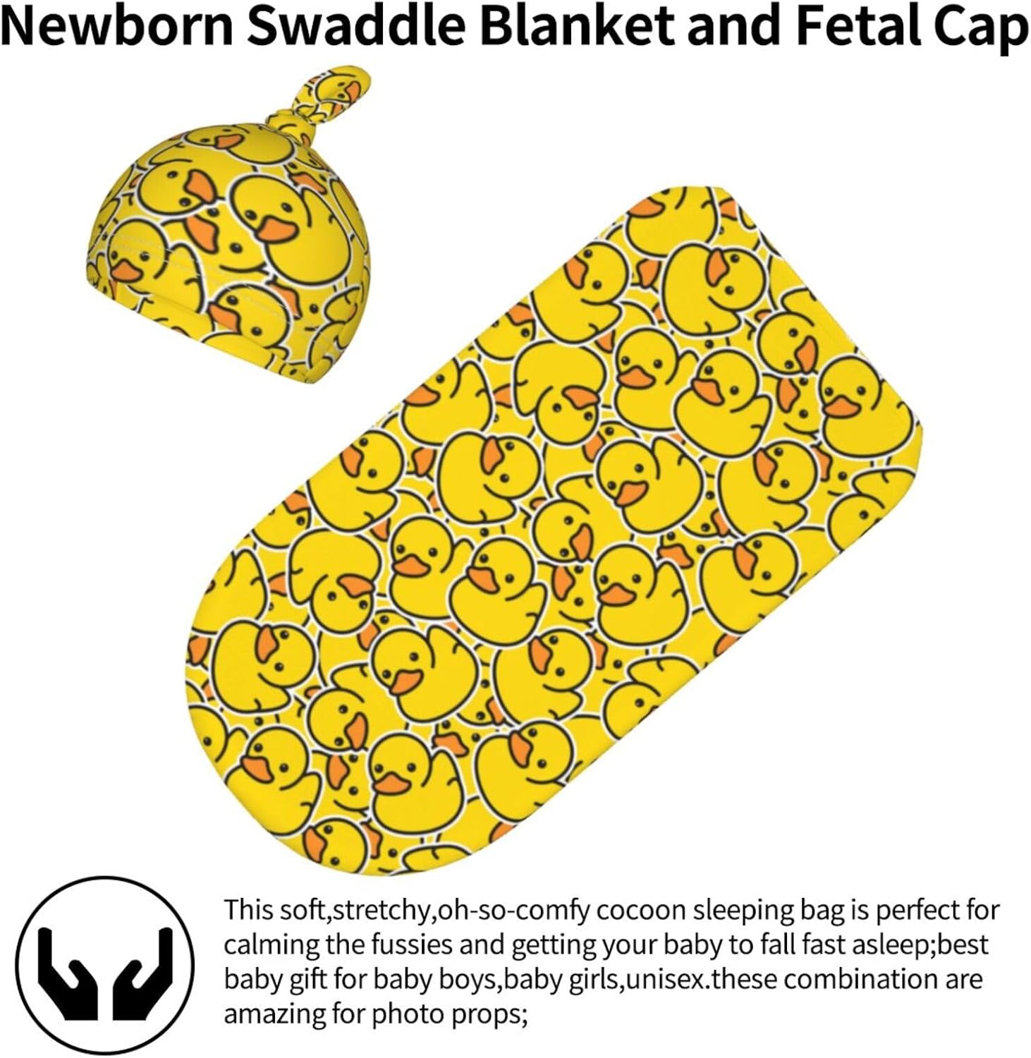 Sanghing Cute Rubber Duck Swaddling Blanket with Hat