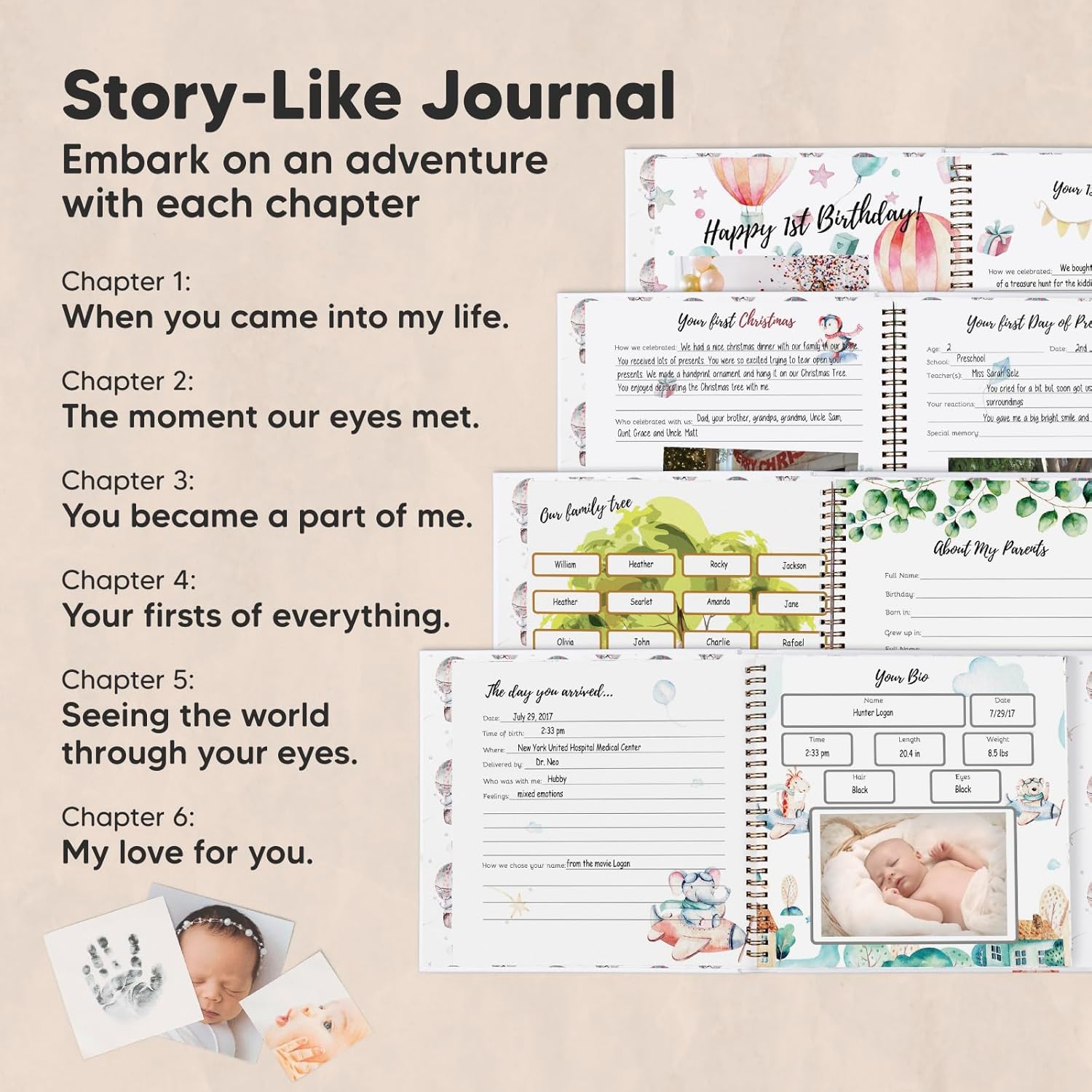 KeaBabies Baby Hand and Footprint Kit with First 5 Years Memory Book