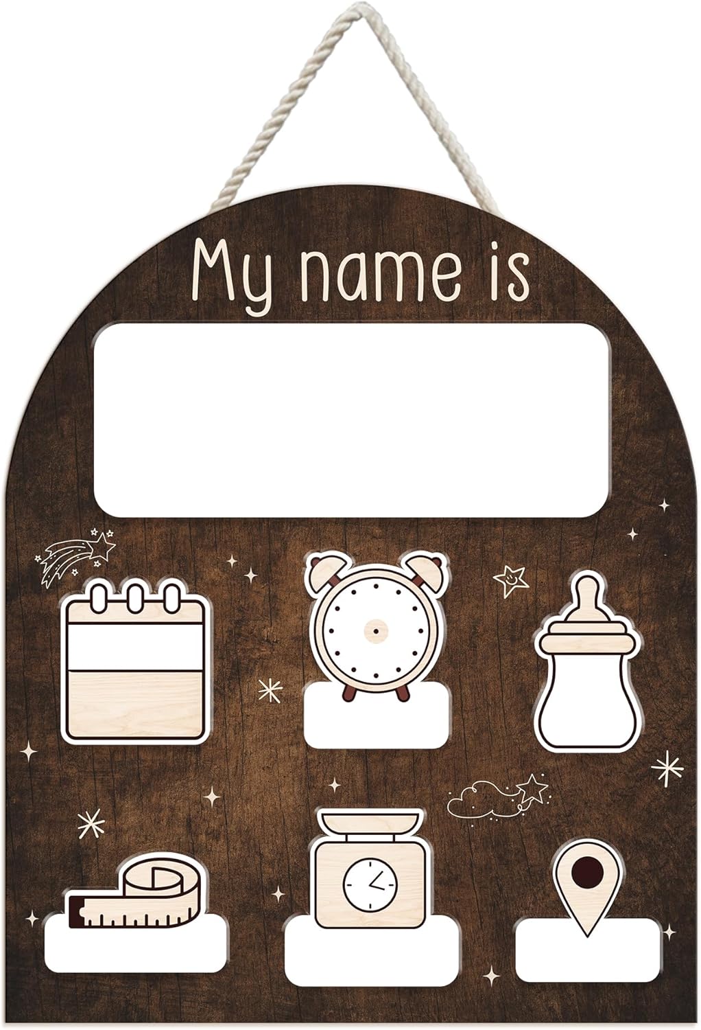 Mondily Baby Welcome Sign with Birth Stats