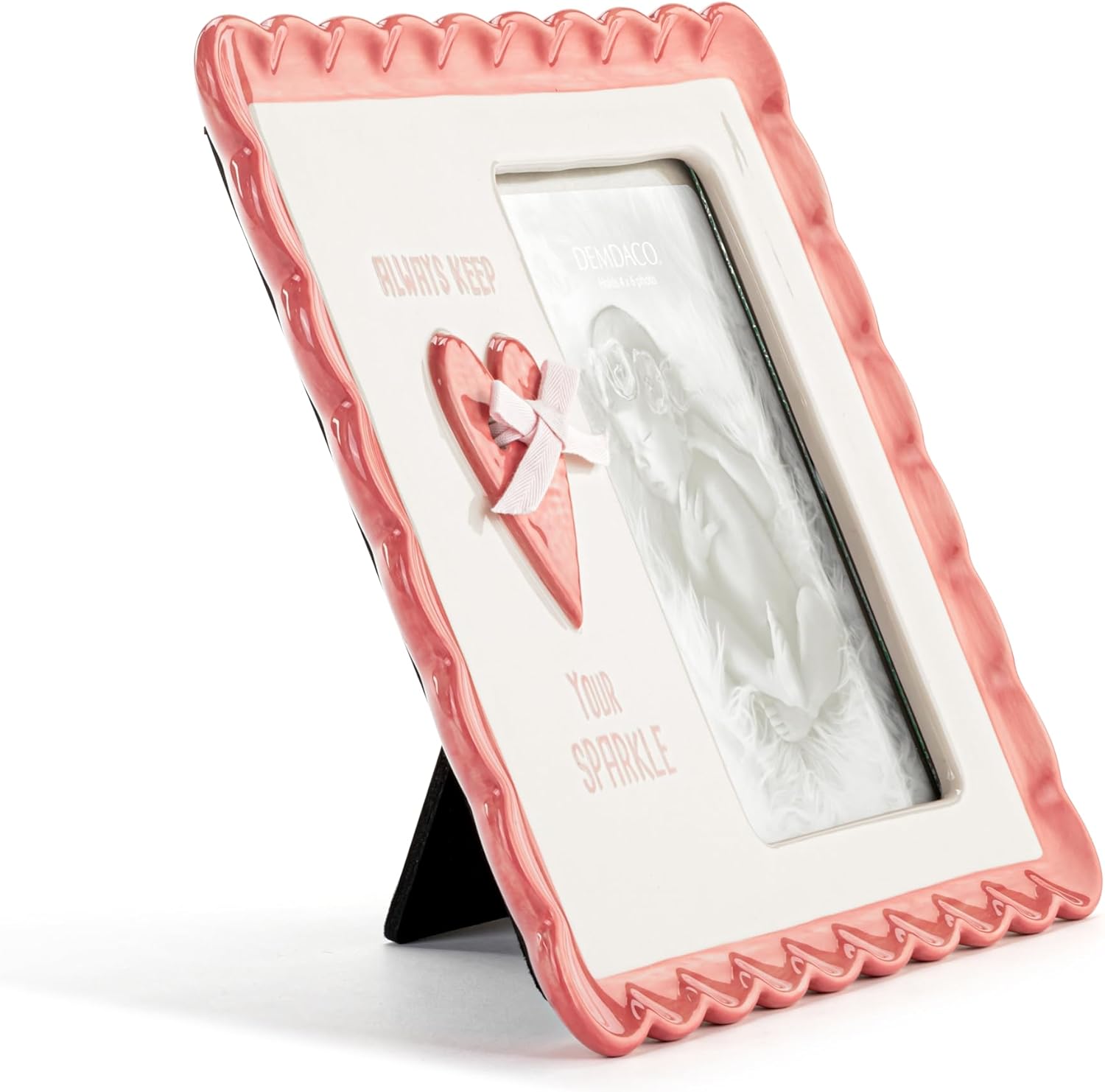 DEMDACO Pink Scalloped Keepsake Frame for Baby Girl