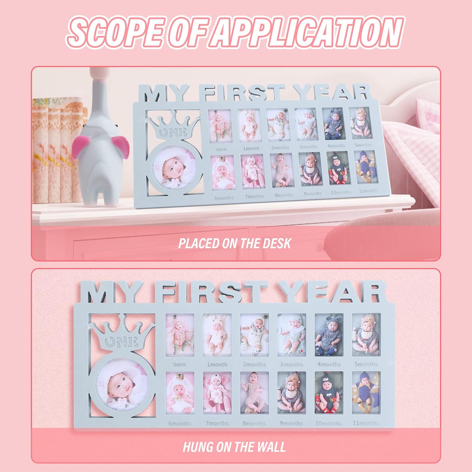 plplaaoo Babys First Year Frame 12 Month Milestone Photo Frame