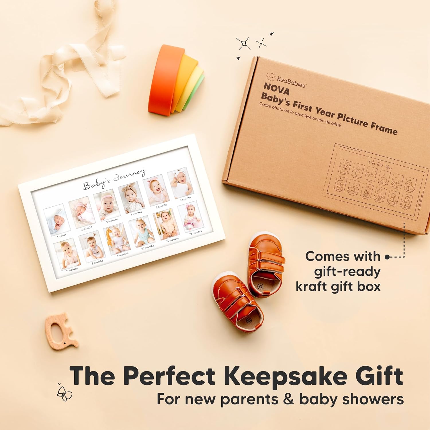 KeaBabies 12 Months Baby Photo Frame and Memory Book