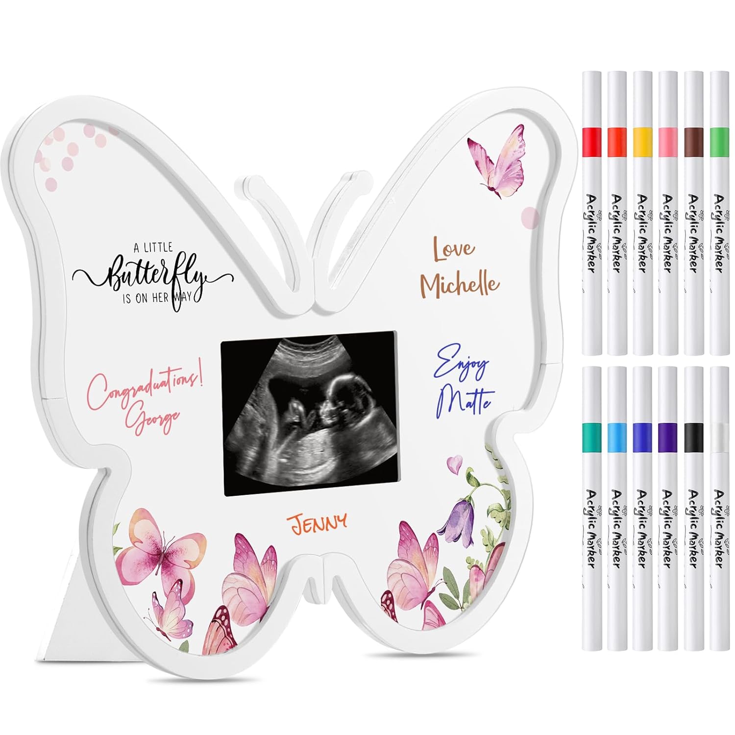 Thyle Butterfly Ultrasound Keepsake Frame with 12 Markers
