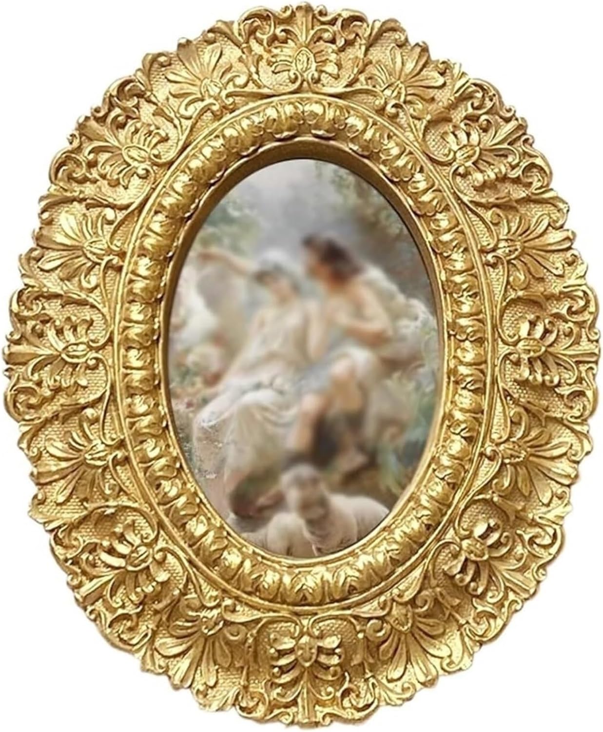 STBTOO Vintage Oval Carved Resin Frame Wall Ornament