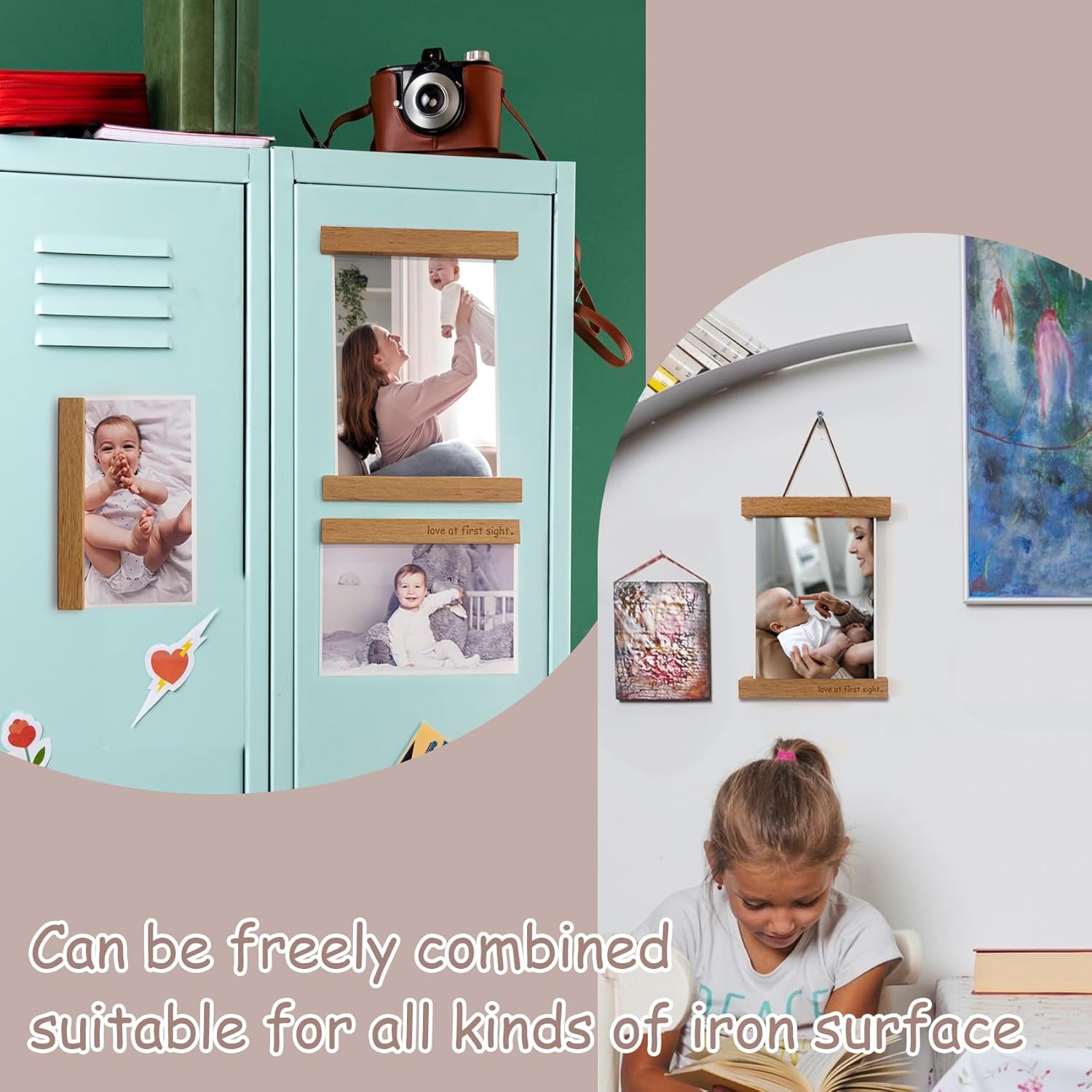 Zyeco 2 Pcs Ultrasound Picture Frame Wooden Magnetic for Refrigerator