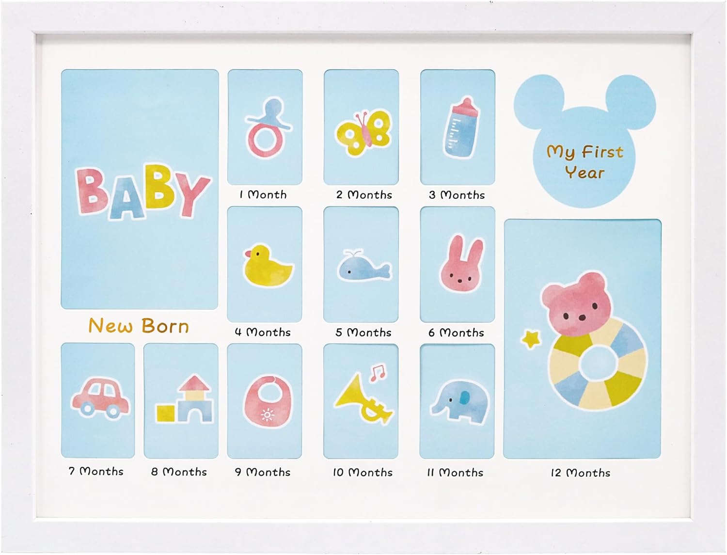 My First Year 12 Month Picture Frame with Double Mat - 13x17 Wall Hanging