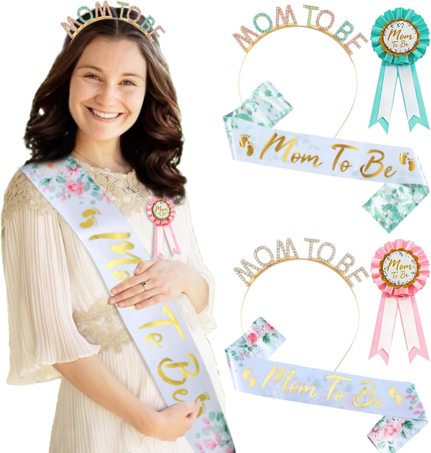 3 PCS Mom Dad to Be Pin and Maternity Sash Set