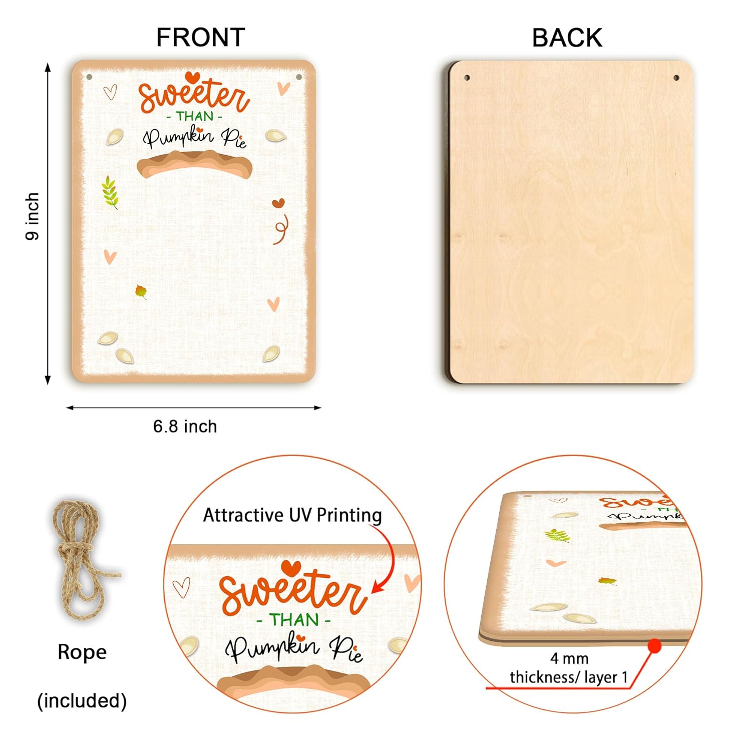 Babys First Thanksgiving Footprint Sign Wooden Hanging Art Craft Gift
