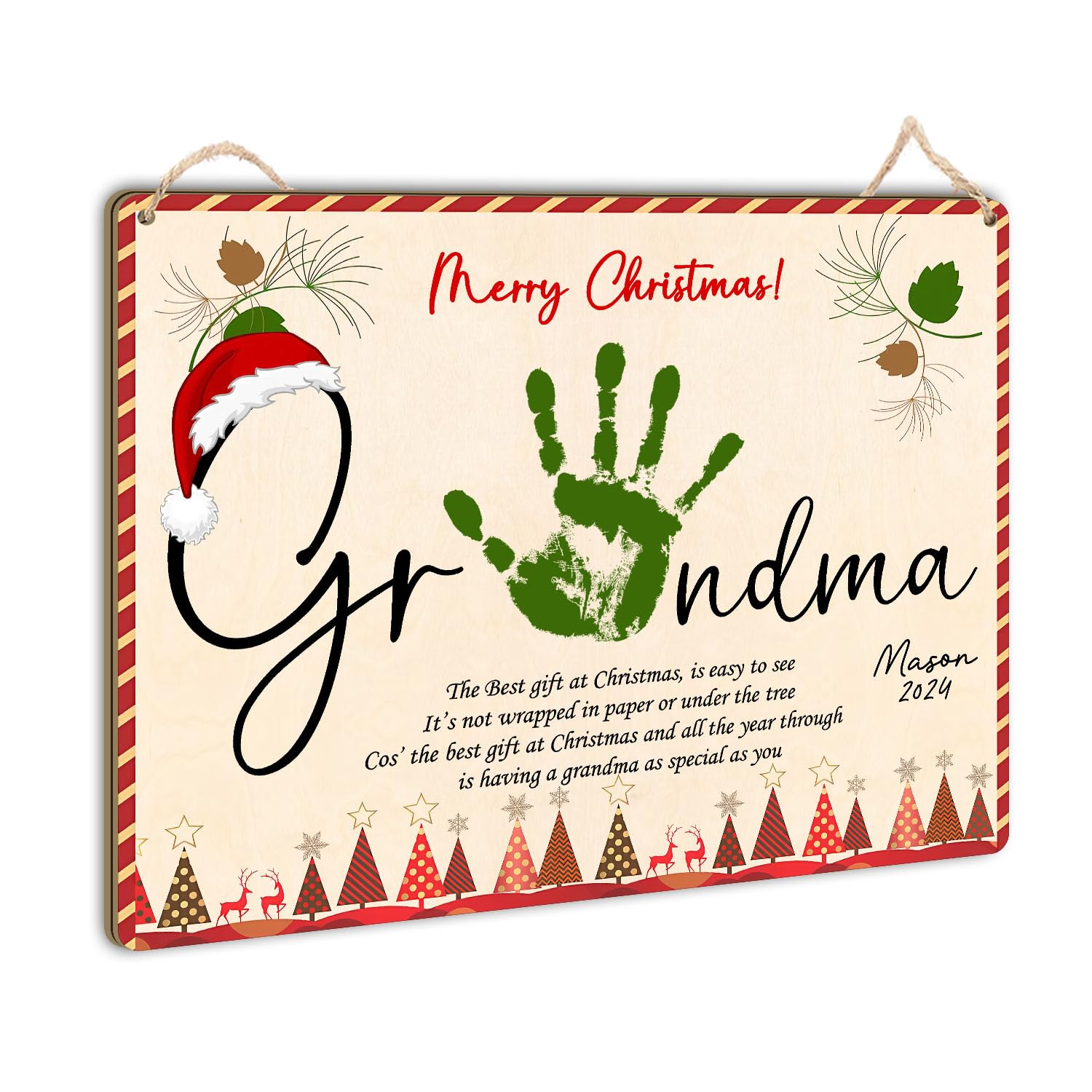 Custom Christmas Handprint Sign for Grandma 8x10
