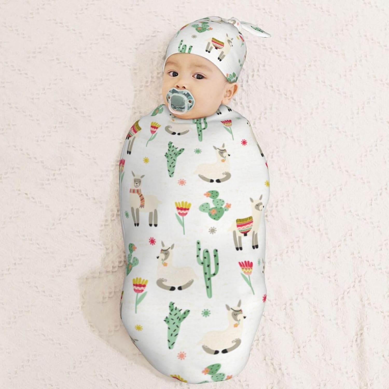 Muishi Sheep with Cactus Swaddle Blanket Hat Set