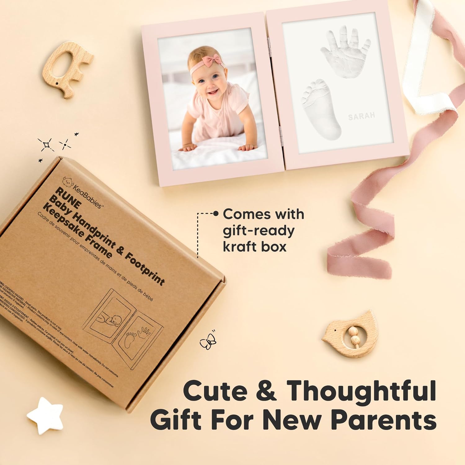KeaBabies Personalized Footprint Kit - Inkless Hand Footprint Maker