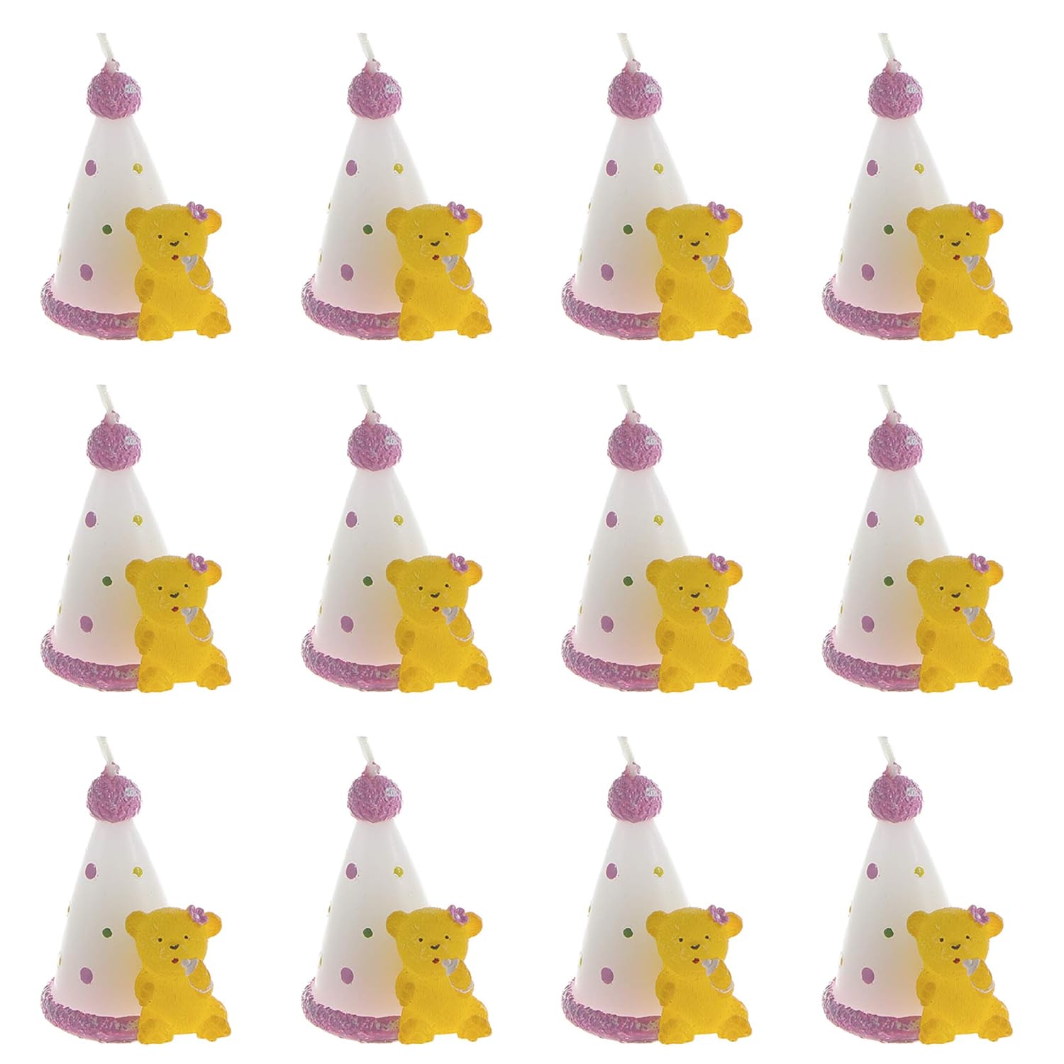 Lunaura Baby Keepsake Set of 12 Pink Teddy Bear with Baby Bottle Candle