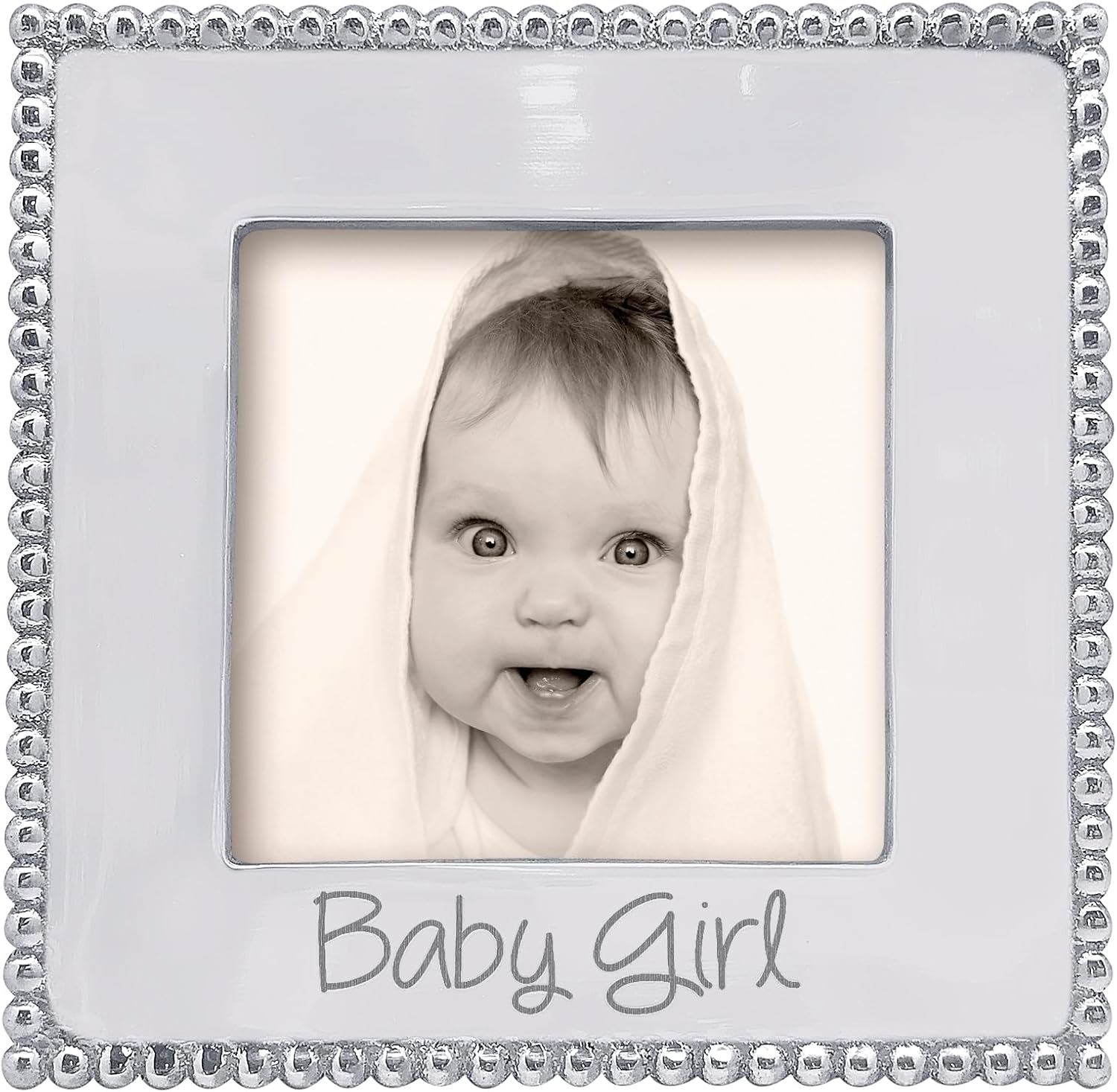 MARIPOSA BABY GIRL Beaded 4x4 Frame Silver