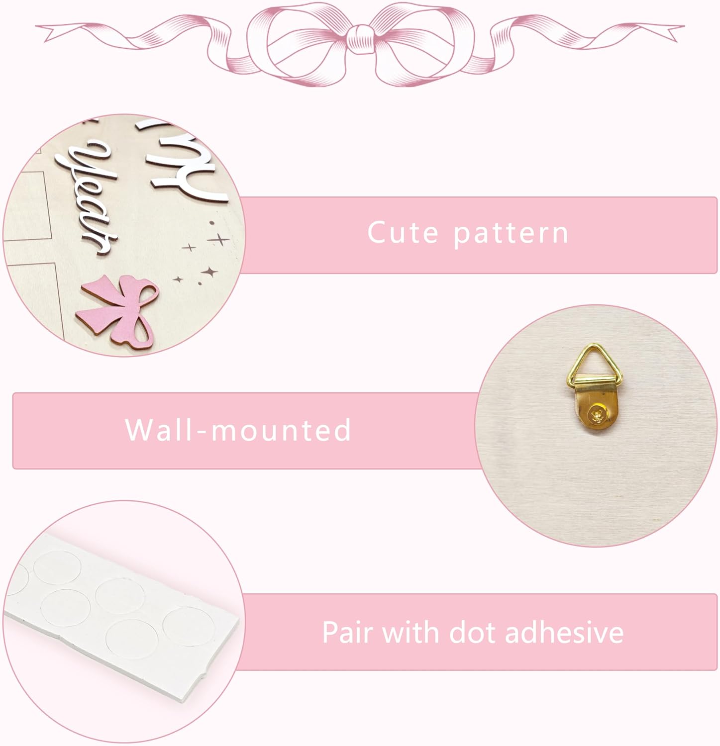 Aukolass Bow First Year Photo Board Pink