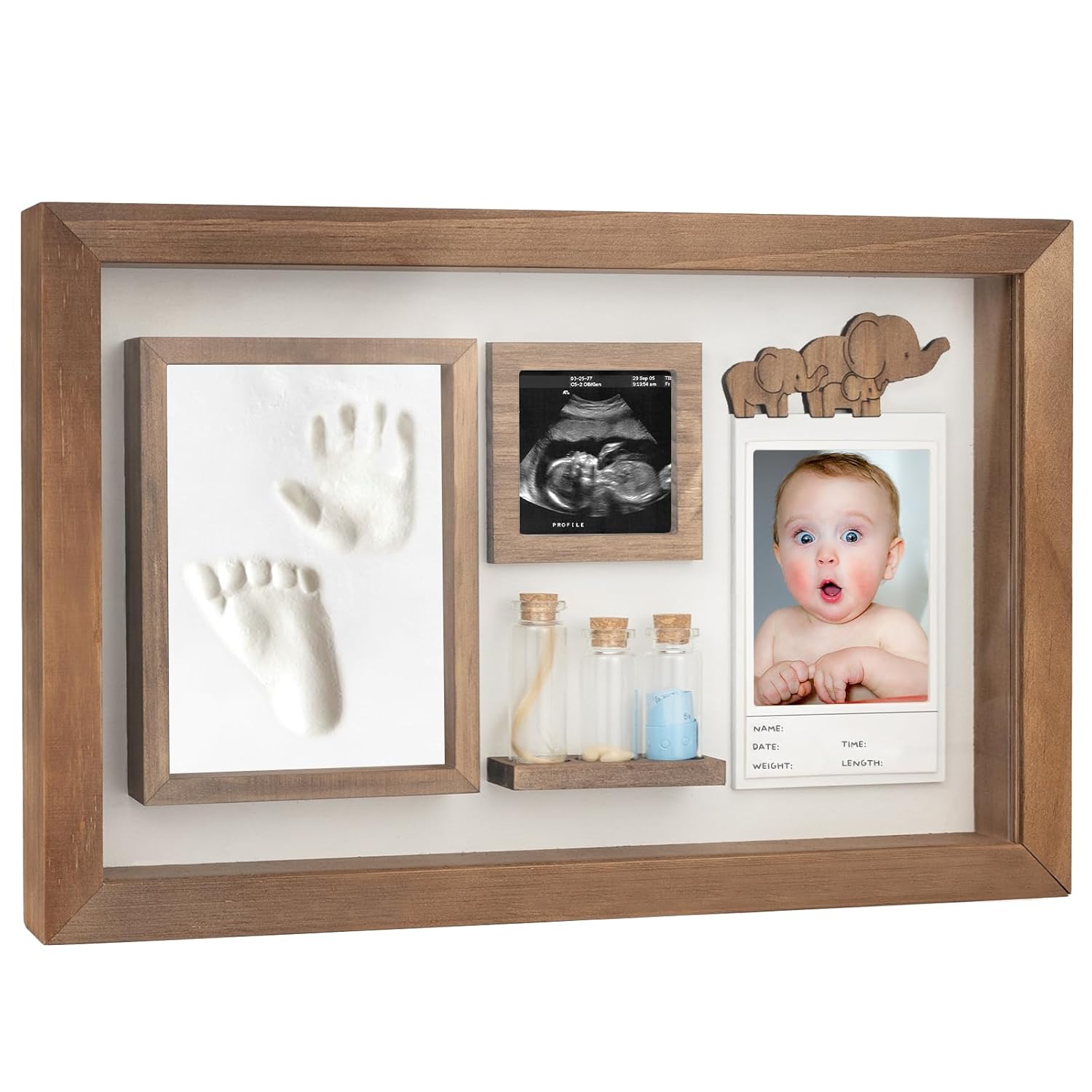 Baby Handprint Footprint Frame - Keepsake Box for Newborn