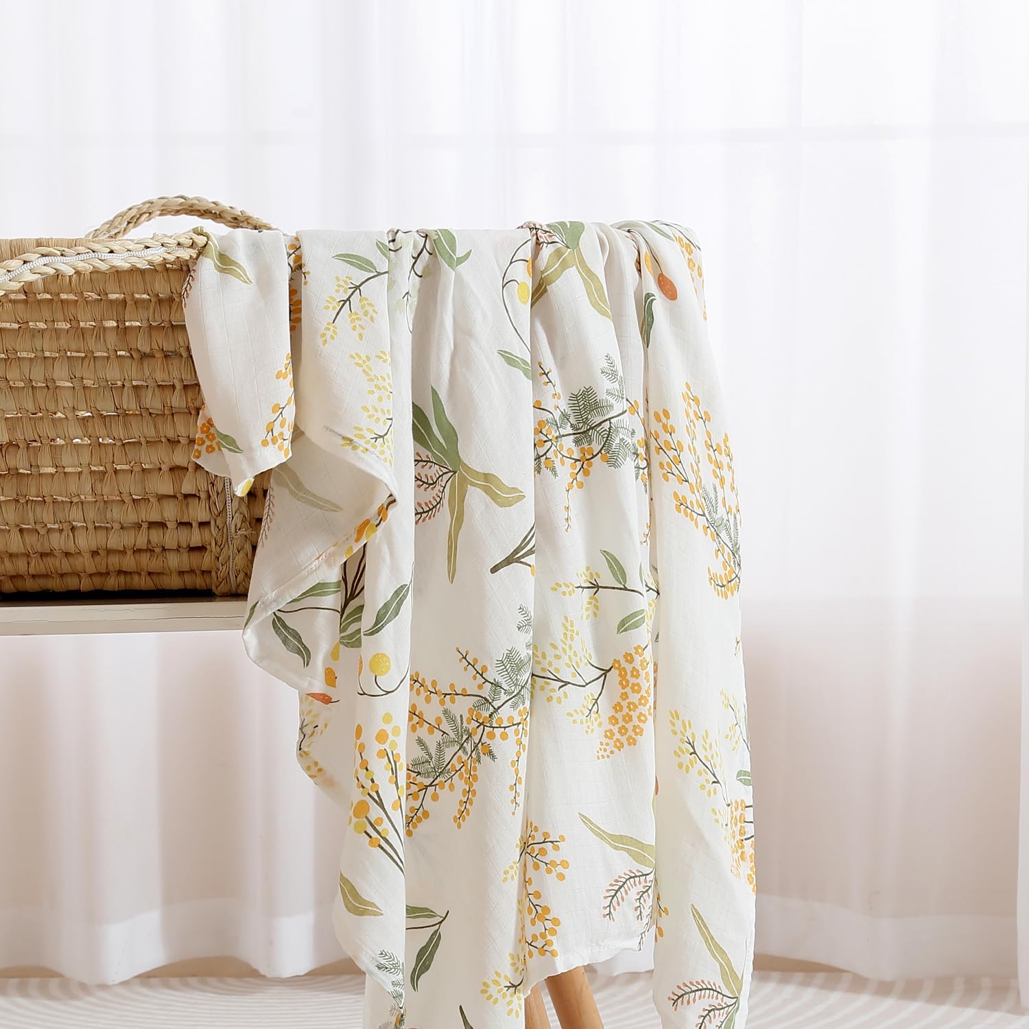 POMISO Muslin Swaddle Blankets 3 Pack 47x47 Inches Soft Breathable