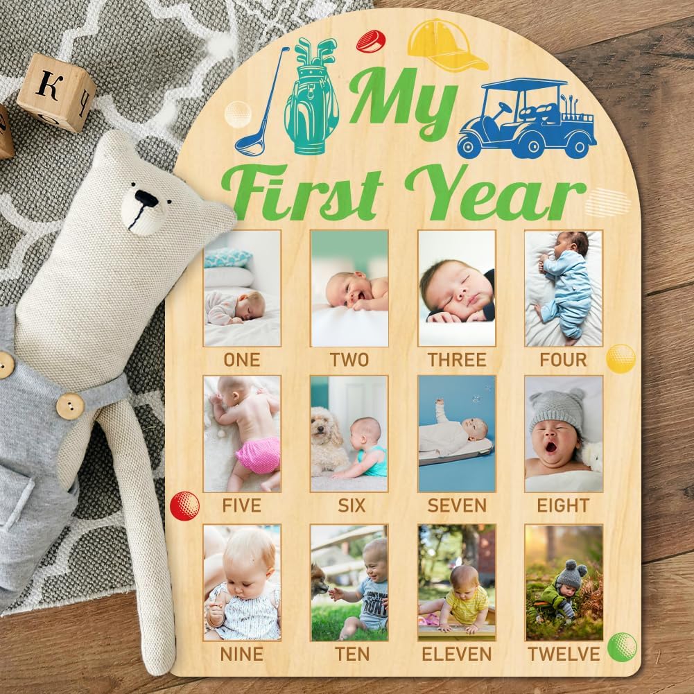 ORIGACH Baby Growth Photo Display Wooden Board 12 Months