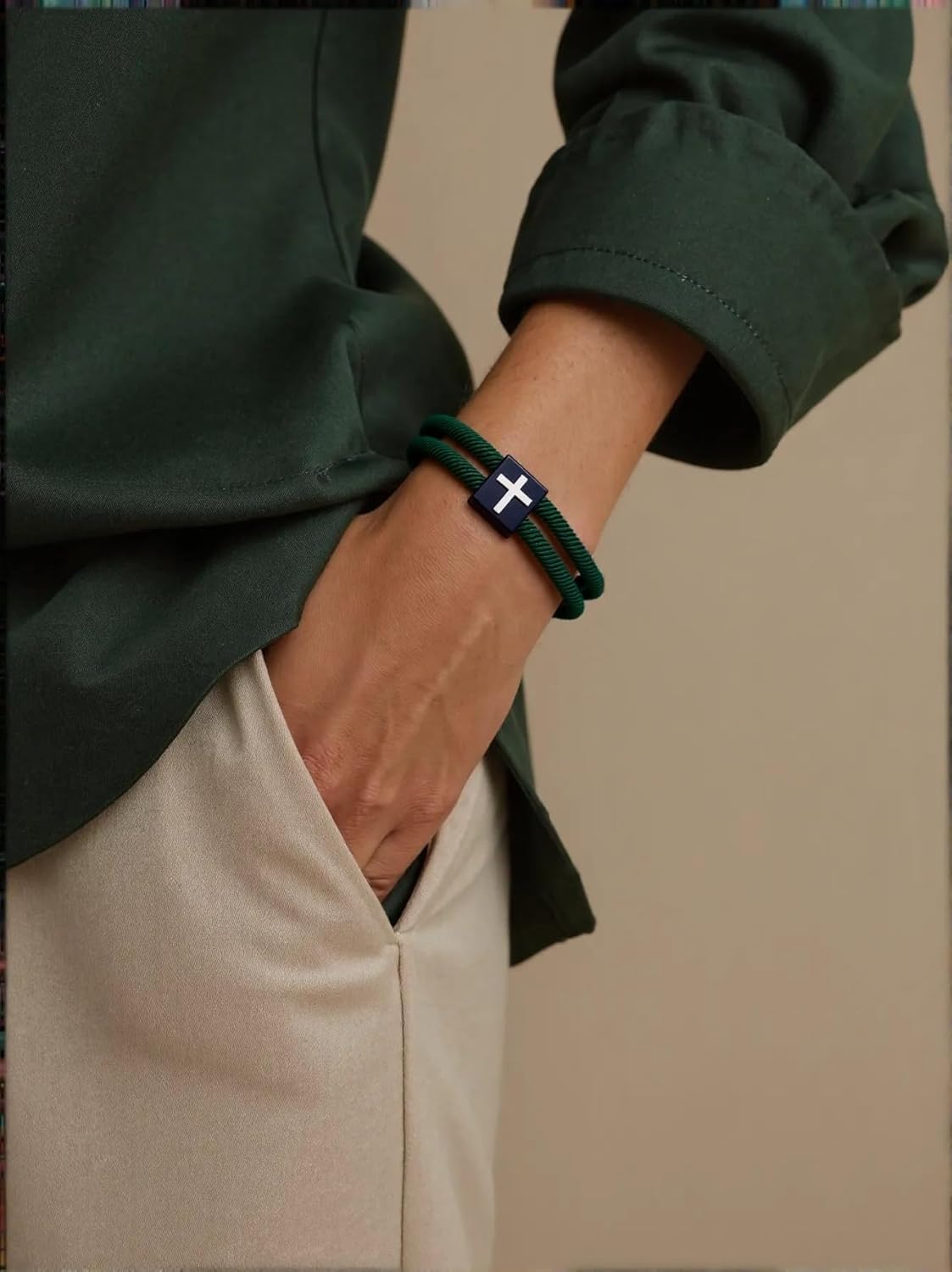 2 Pcs Braided Cross Bracelet Adjustable Rope Christian Gifts for Men Women Teens