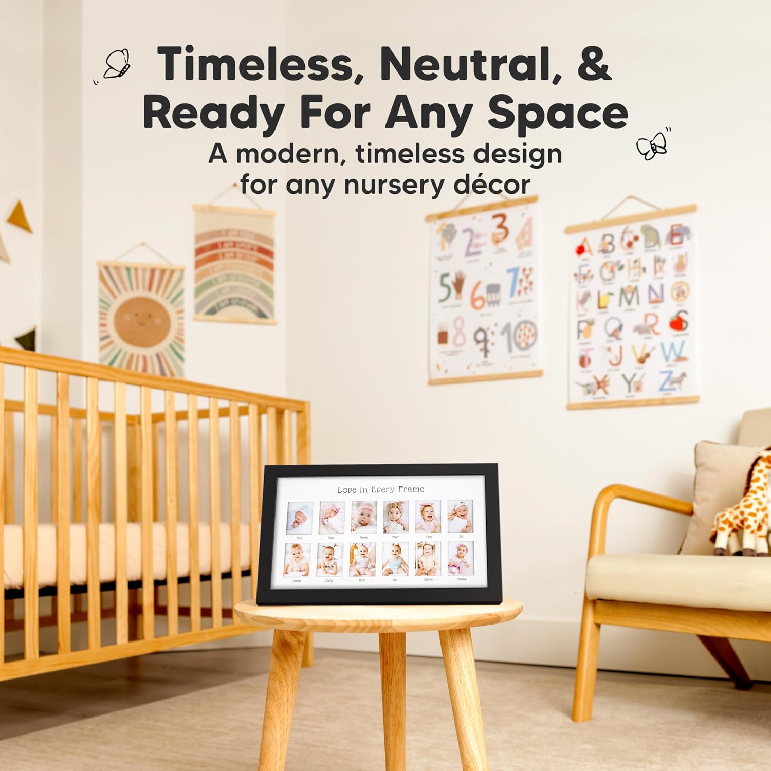 KeaBabies 12-Month Baby Photo Frame with Inkless Hand Footprint Kit