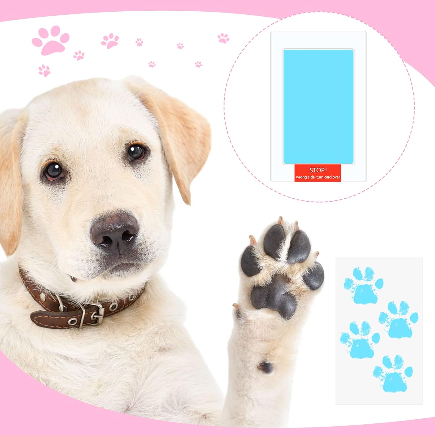 Teling 48 Pcs Inkless Baby Footprint Kit with 16 Color Ink Pads 32 Imprint Cards