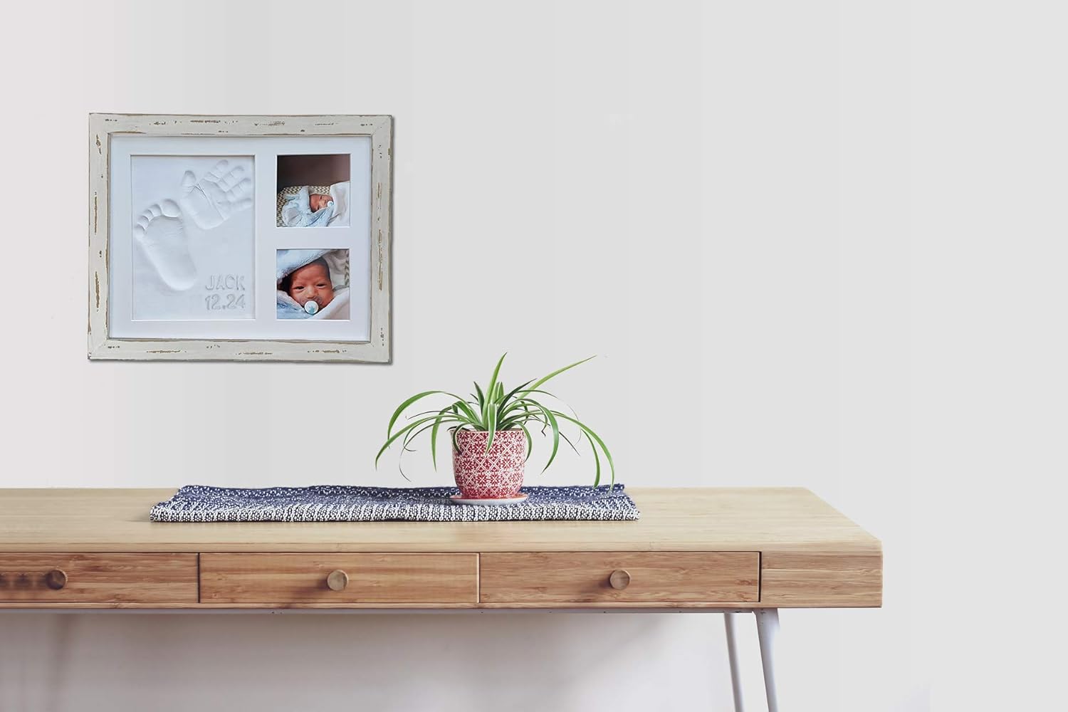 Baby Mushroom Farmhouse Hand Footprint Frame Kit - Rustic 9x11 Distressed Wood