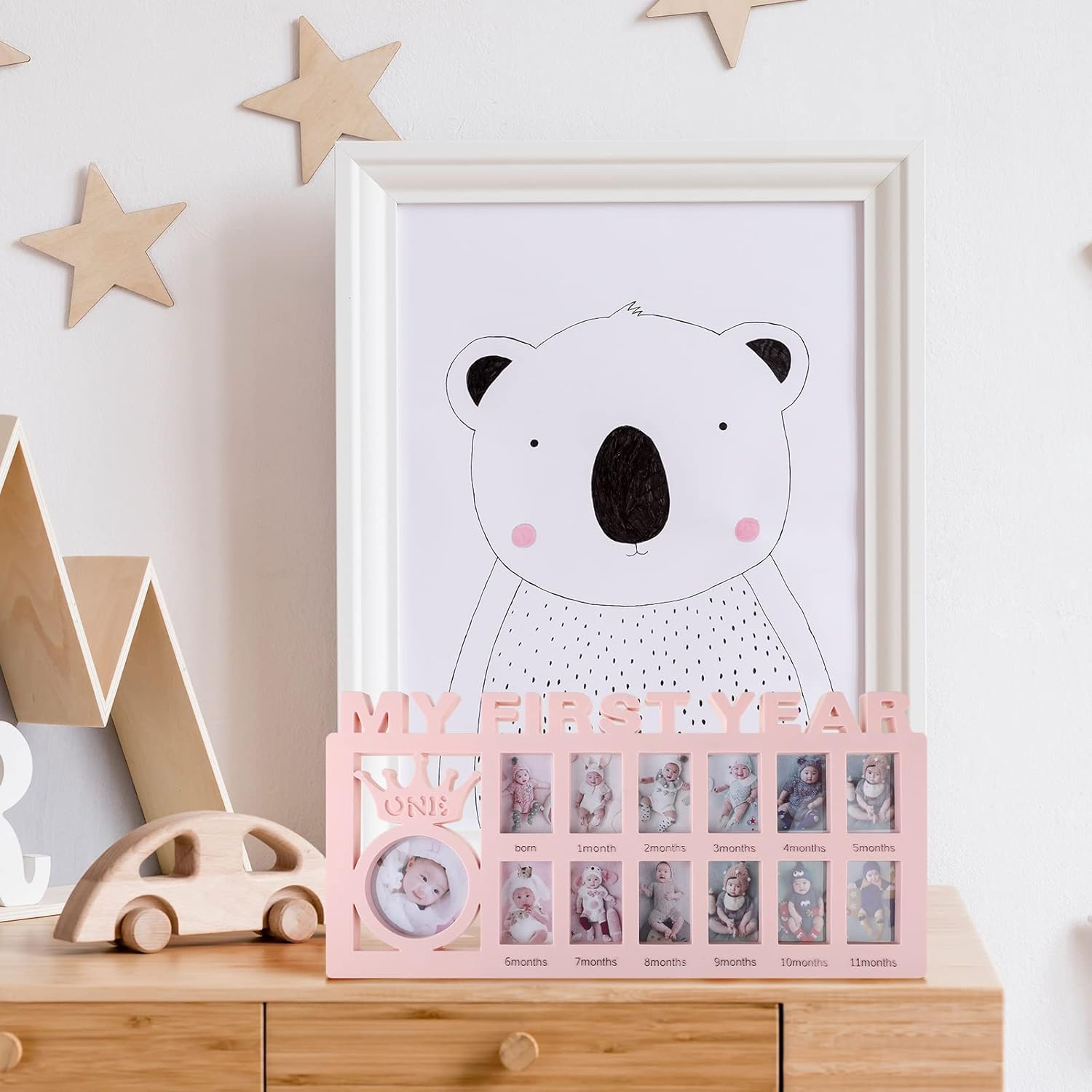 Unittype First Year Baby Growth Photo Frame Pink