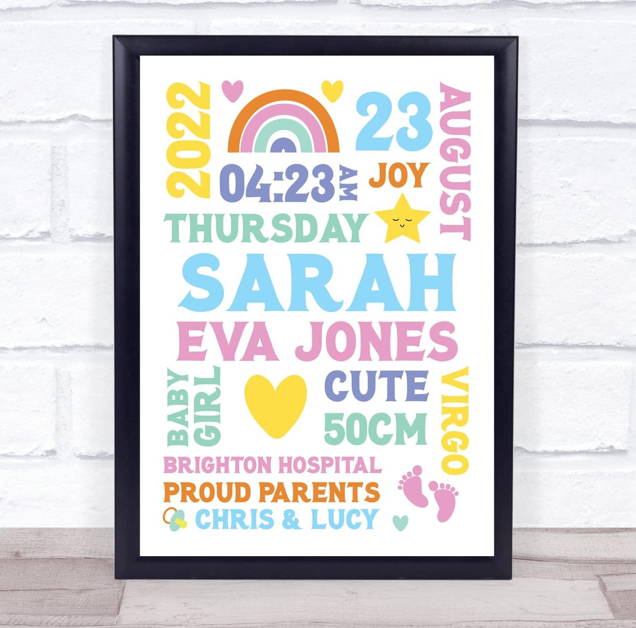 The Card Zoo New Baby Birth Keepsake Print Frame