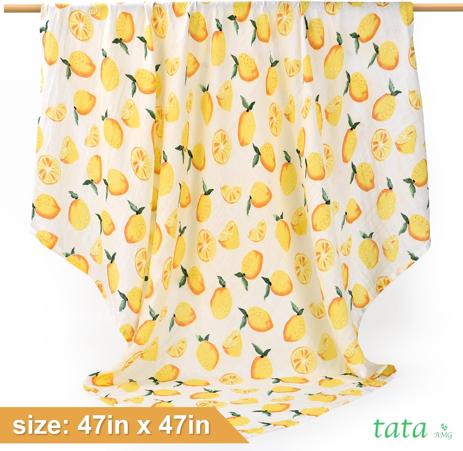 TATA AMG Organic Muslin Cotton Swaddle Blanket 47x47 Inches for Newborns
