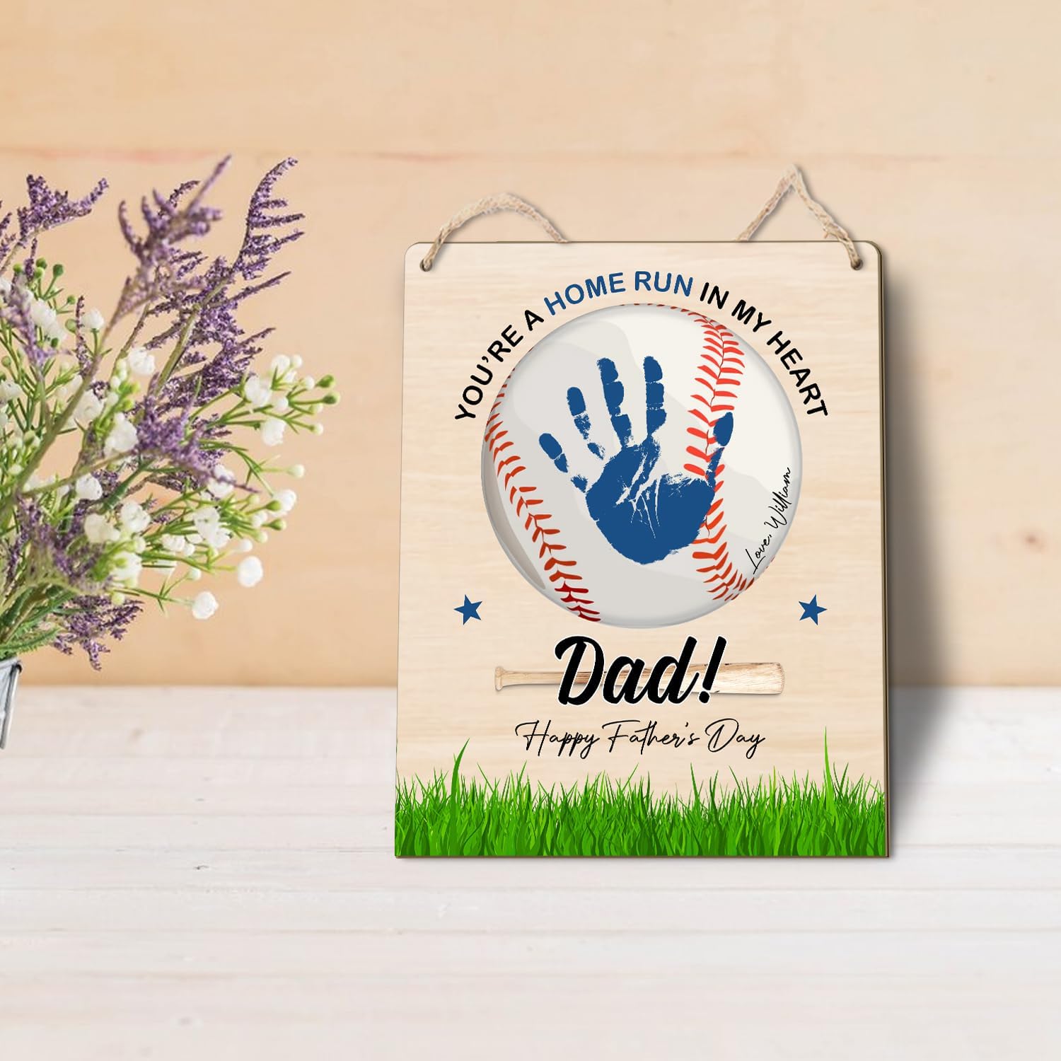 DIY Baseball Handprint Sign for Dad Keepsake Gift