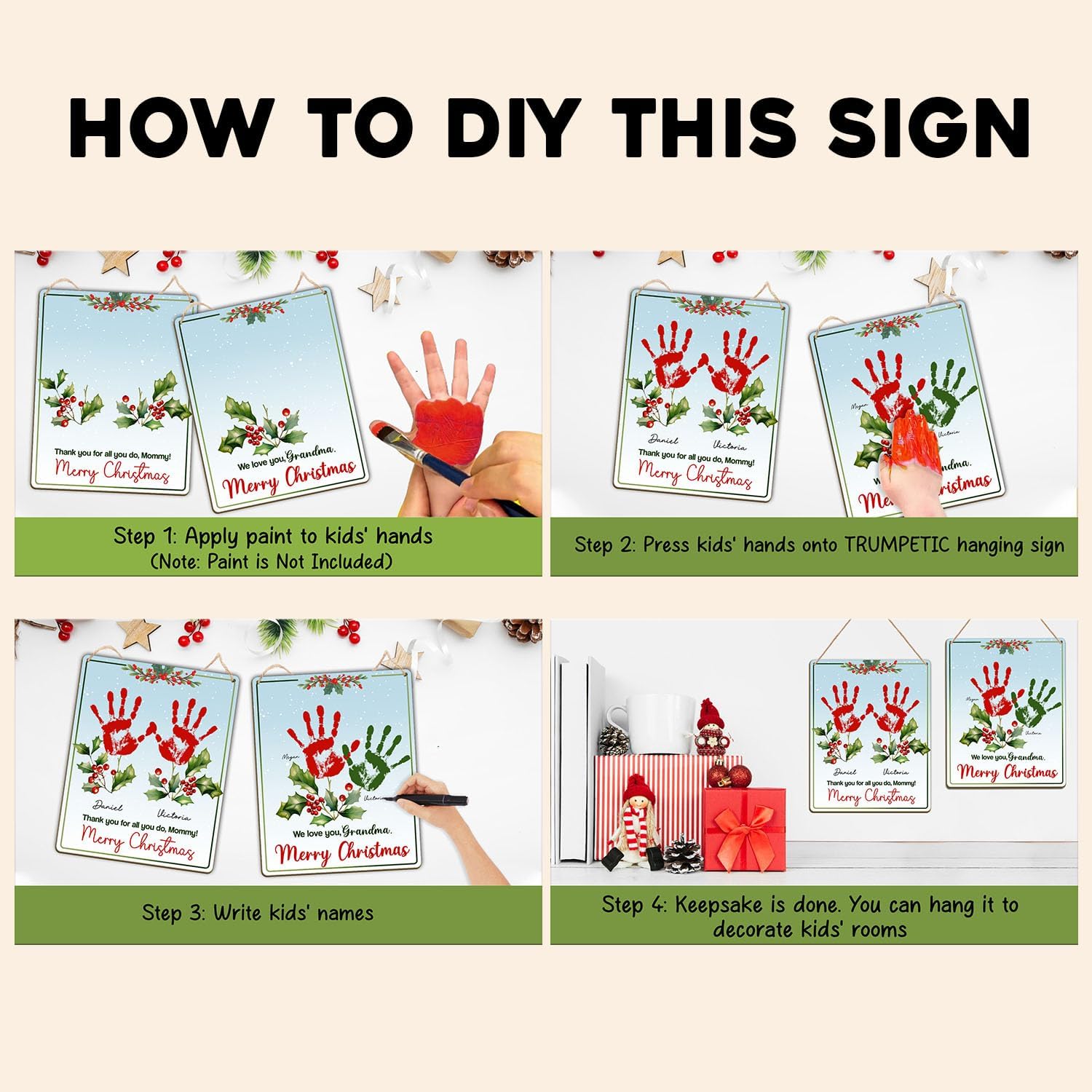 DIY Handprint Christmas Gift for Mom 8x10 Inches