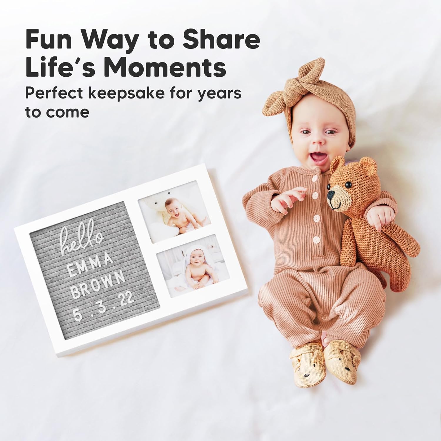 KeaBabies Baby Footprint Kit with Felt Letter Board