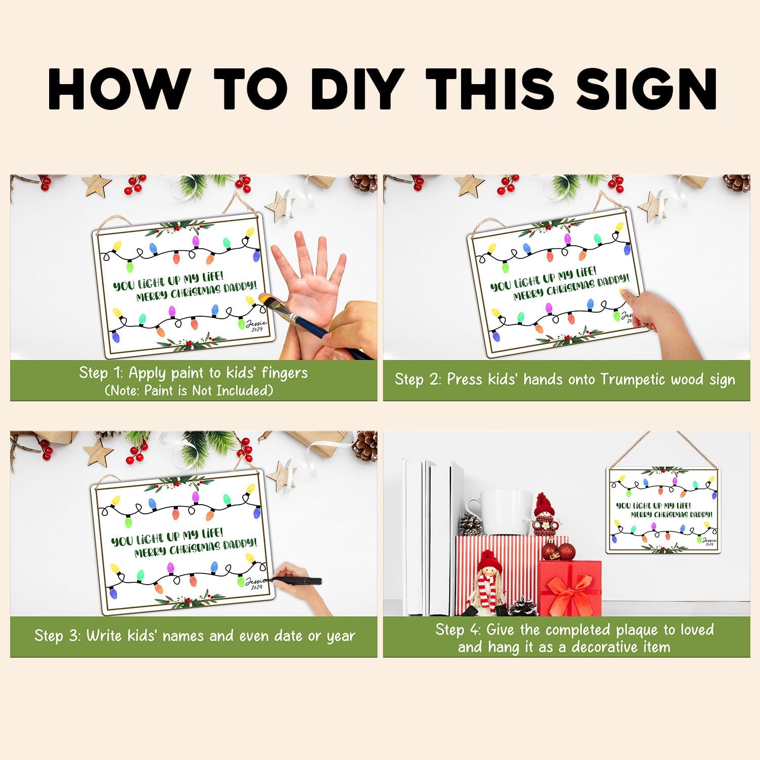 Daddy Handprint You Light Up My Life 6x8 Keepsake Sign